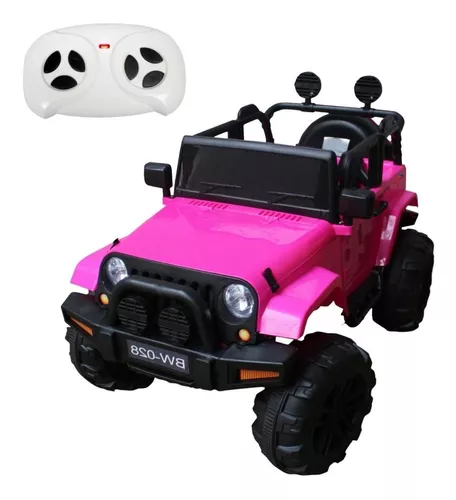 Carro Eletrico Infantil Meninas Controle Luz Som Jeep Rosa