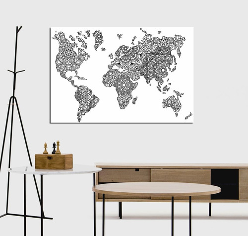 Vinilo Decorativo 60x90cm Mapa Mandalas World Map