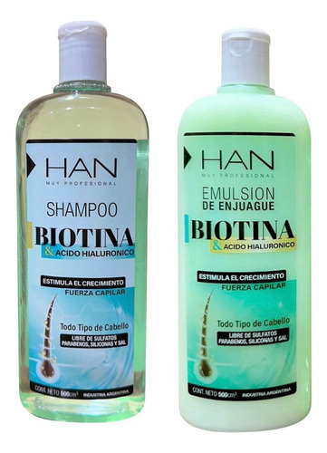 Han Shampoo +enjuague  Biotina & Acido Hialuronico X500ml