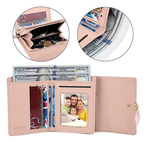Carteras Rfid Ft Funtor Para Mujer, Tarjetero Leaf Trifol...