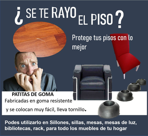 Imagen 2 de 6 de Regaton De Goma X4 Uni Esfera Tope Silla Mesa Mueble No Raya