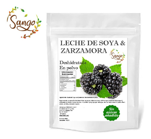 1 Kg Leche Soya Zarzamora Natural, Polvo, Vegana Sin Azucar