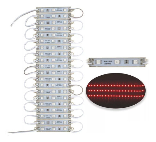 200 Módulos De Led Vermelho 5050 6500k 12v 0,72w Resinado