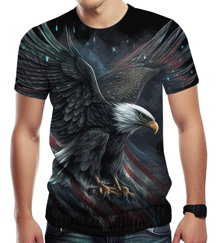 Cerbukt Novedad Camiseta Bandera Americana Y Águila Estampad