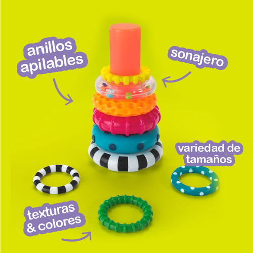 Combo Sassy Torre De Encastre Y Sonajero Pescaditos Multicolor