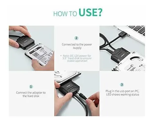 Convertidor De Cable Ugreen Usb 3.0 A Sata Adapter Soporta U