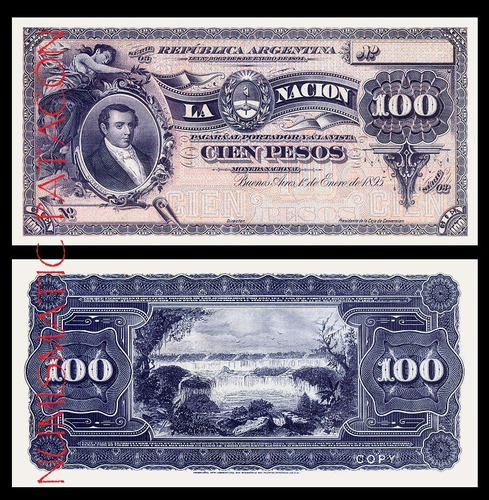 Billete 100 Pesos Caja Conversión 1895 - Copia 224s