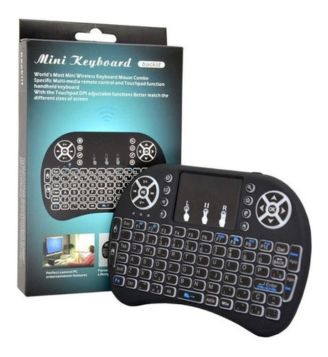 Mini Teclado Wireless Led Com Touchpad Bk-bti8led Usb Exbom Cor de teclado Preto Idioma Português Brasil