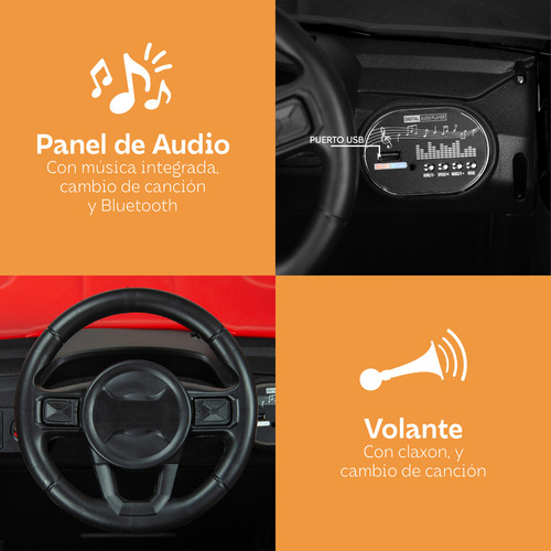 Coche Camioneta Eléctrica Estilo 4x4 Todo Terreno Aux Usb Color Rojo