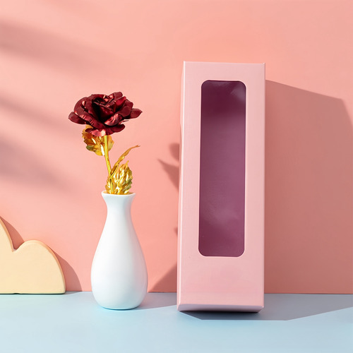 Caja De Regalo Creativa Con Forma De Rosa Con Lámina Dorada