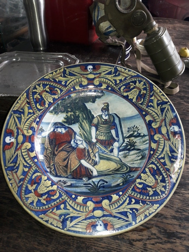 Mayolica Paolo Rubboli(1838-1890)societa Ceramica Umbra Plat (Usado)