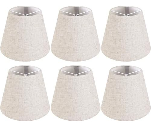 Mini Pantallas De Lámpara De Lino Natural Para Candelabro, J