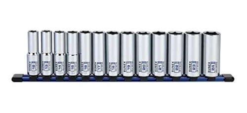 13piece 1/2 Drive Cromo Socket Rail 6pt Métrico Profundo