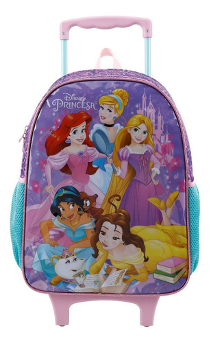 Mochila De Rodinhas Princesas Da Disney Lilás 11550 Xeryus