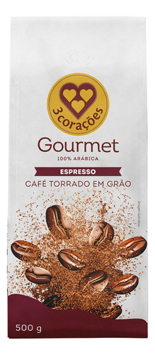 3 Corações Gourmet Café Moido café torrado em grãos espresso 500gr