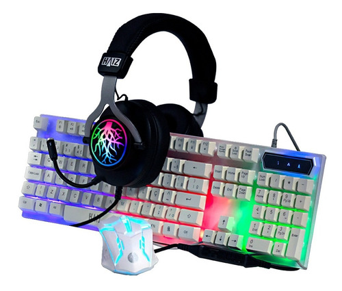 Imagem 1 de 9 de Kit Gamer Haiz Teclado Resiste Água Mouse Led E Headset Hz8