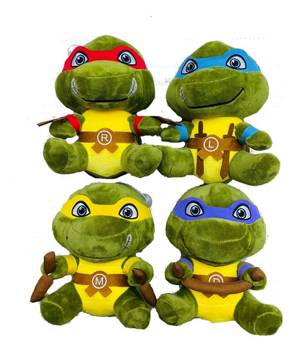 Muñecos De 4 Piezas De Las Tortugas Ninja Sentadas