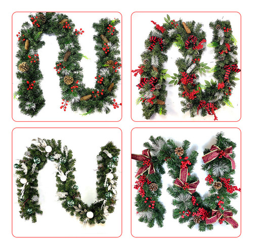 Guirnalda Navidad Pvc 9 Ft Flexible Con Lazo For Decoración