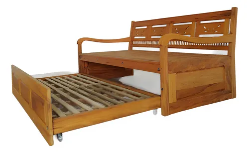 comprar Sofá Cama Madeira Maciça Peroba Rosa Cama Auxiliar Solteiro