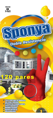 Guante Limpieza Sponya Rojo Mediano Caja 120 Pares