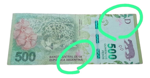 500 Pesos Con Error De Manchas Rosas