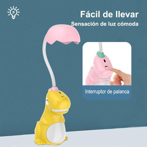 Lámpara De Escritorio Luz Led, Dinosaurio Y Cuidar La Vista Verde Claro