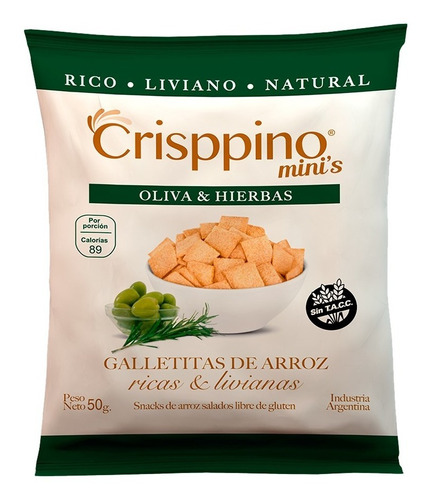 Crisppino Mini´s Galletitas De Arroz Oliva Y Hierbas 50 Gr