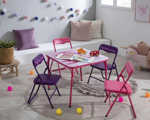 Mesa Infantil Princesas Set Con 4 Sillas Plegables En Caja Rosa Chicle (Usado)