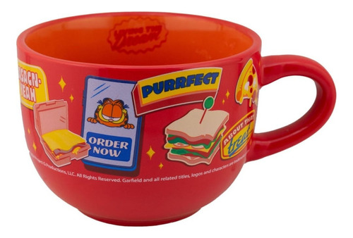 Tazon Cerealero Rojo De 820 Ml Garfield Cafe Te
