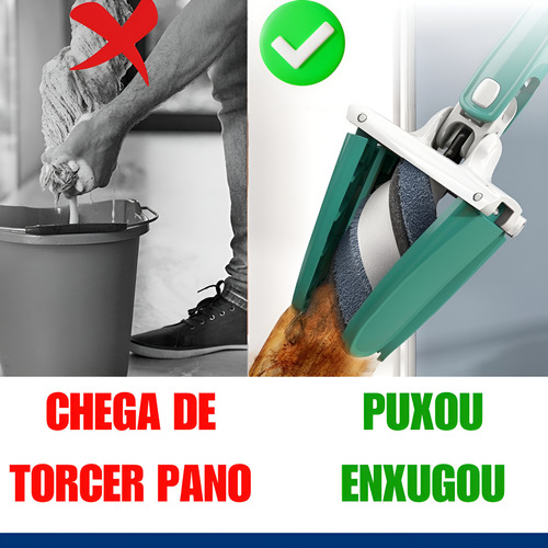 Esfregão Mop Limpeza Rodo Limpa Seca Pisos Janelas 2 Refil
