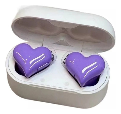 Auriculares Bt De Música En La Oreja Con Forma De Corazón Color Purple