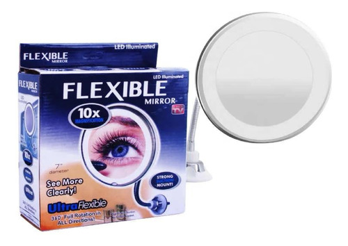 Espejo Led Flexible Con Aumento X10 De Maquillaje 