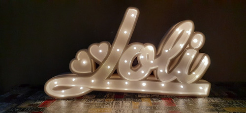 3 Letras 25 Cm Luz Led Polyfan Tu Nombre Cartel Luminoso