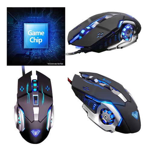 Mouse Gamer Tinji Tj-1 Optico 3200 Dpi Usb Led 6 Botones