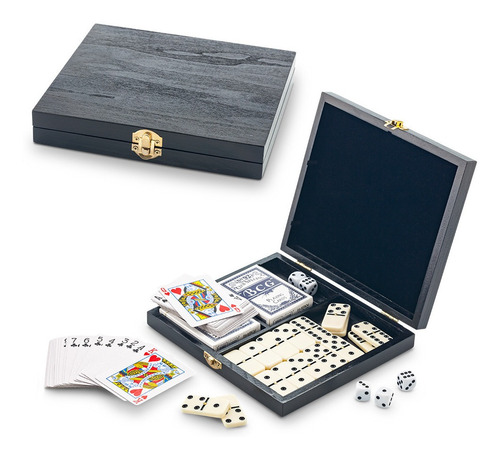 Set De Juego En Madera 3-1 Cartas Domino Juego De Mesa