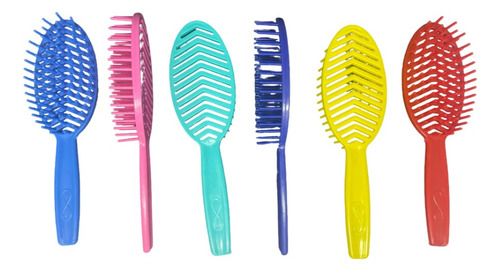 Escova De Cabelo Belle Oval Soft Clean Com 3 Unidades Cor Preta
