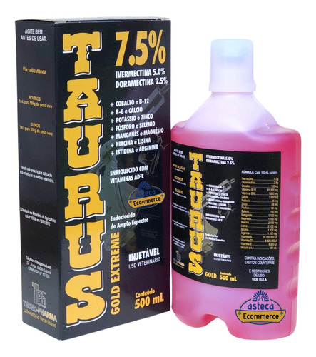 Taurus Doramectina 7.5% 500ml Limpeza Total 2 Unidades 
