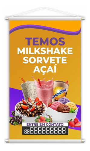 Banner Tenemos batido, helado y açaí Contacto telefónico grande
