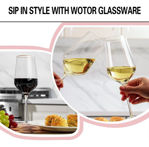 Wotor Juego De 4 Copas De Vino Blanco, Copas De Vino De Cris