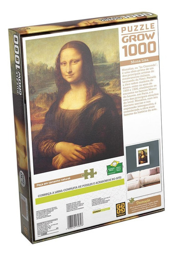 Imagem 2 de 3 de Quebra-cabeça Grow Monalisa 3089 de 1008 peças