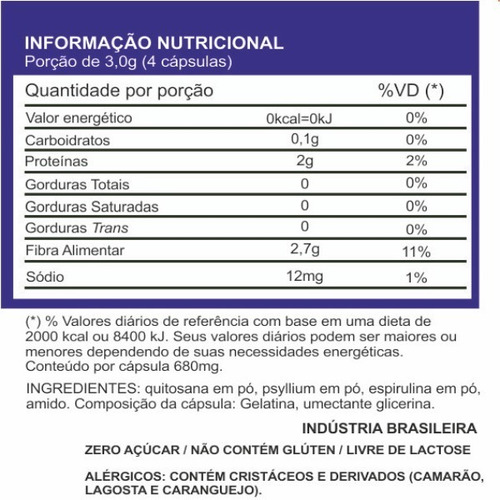 Imagem 7 de 9 de Kit 6 Quitosana Spirulina Psyllium Seca Barriga 750mg