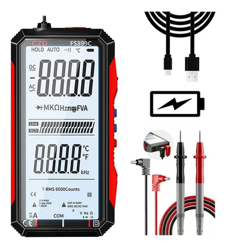 Multímetro De 6000 Cuentas Con Pantalla Digital Lcd 4.8
