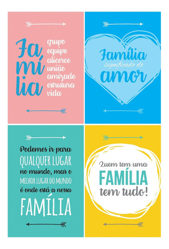 Placa Decorativa Mdf Frases De Familia Kit 4un 20x30cm