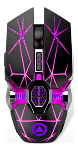 Mouse Gamer Inalambrico Yindiao A7 Recargable 7 Botones Rgb Color Negro