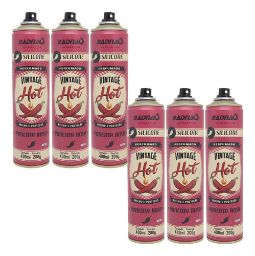 Kit 6 Unidade Spray Silicone Perfumado Vintage 400ml Pimenta Cor Incolor