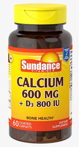 Calcio 600mg Y Vitamina D3 Sundance X 60 Tabletas Lider Eeuu