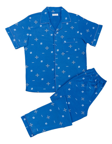 Pijama 2pzs Casual Hombre Algodón Pantalon Camisa Botones
