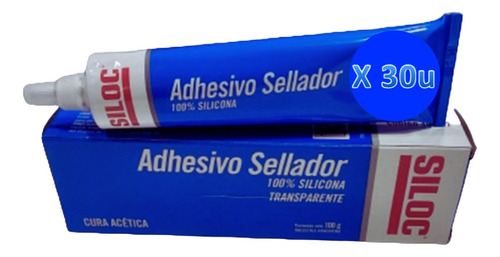 Sellador Silicona 100% Acetica Siloc Transparente 100g X 30u