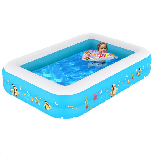 Piscina Inflable Bebe Piscina Inflable Niños Rectangular Piscina Para Niños Plastico 120x90x30cm Libre Bpa Piscinas Inflables Rectangulares Acolchadas Pvc Color Azul Okshop