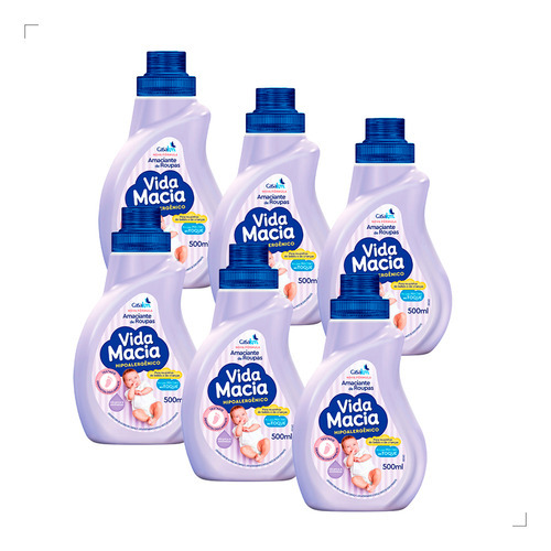 Amaciante De Roupas Roupinhas Bebês Vida Macia 500ml (kit 6)